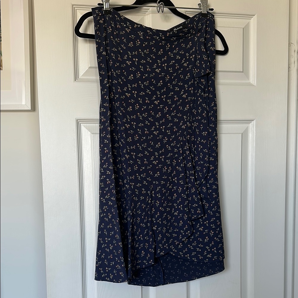 Madewell Dark Blue Floral Midi Skirt